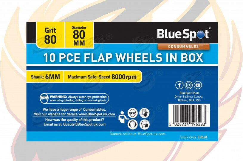 BLUESPOT 10PCS FLAP WHEEL DISCS ( 80 GRIT - 80MM )