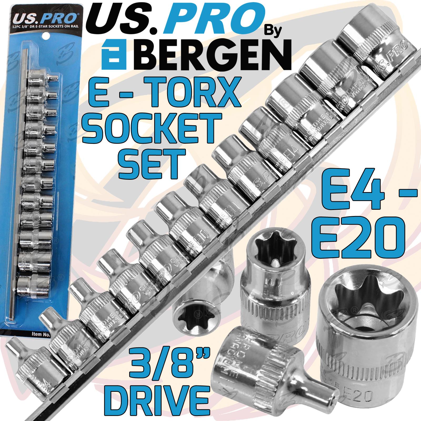 US PRO 12PCS 3/8" DRIVE E - TORX SOCKETS E4 - E20