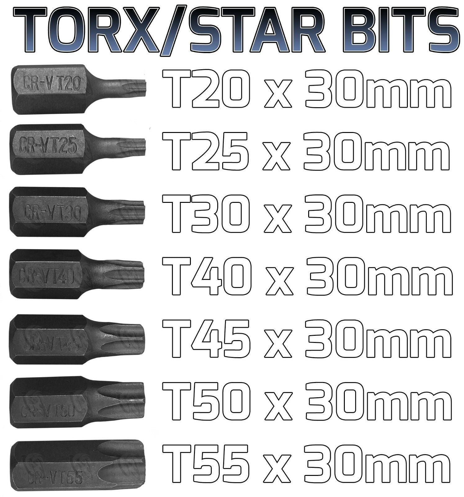 TOOLZONE 40PCS HEX - TORX - SPLINE BIT SOCKETS