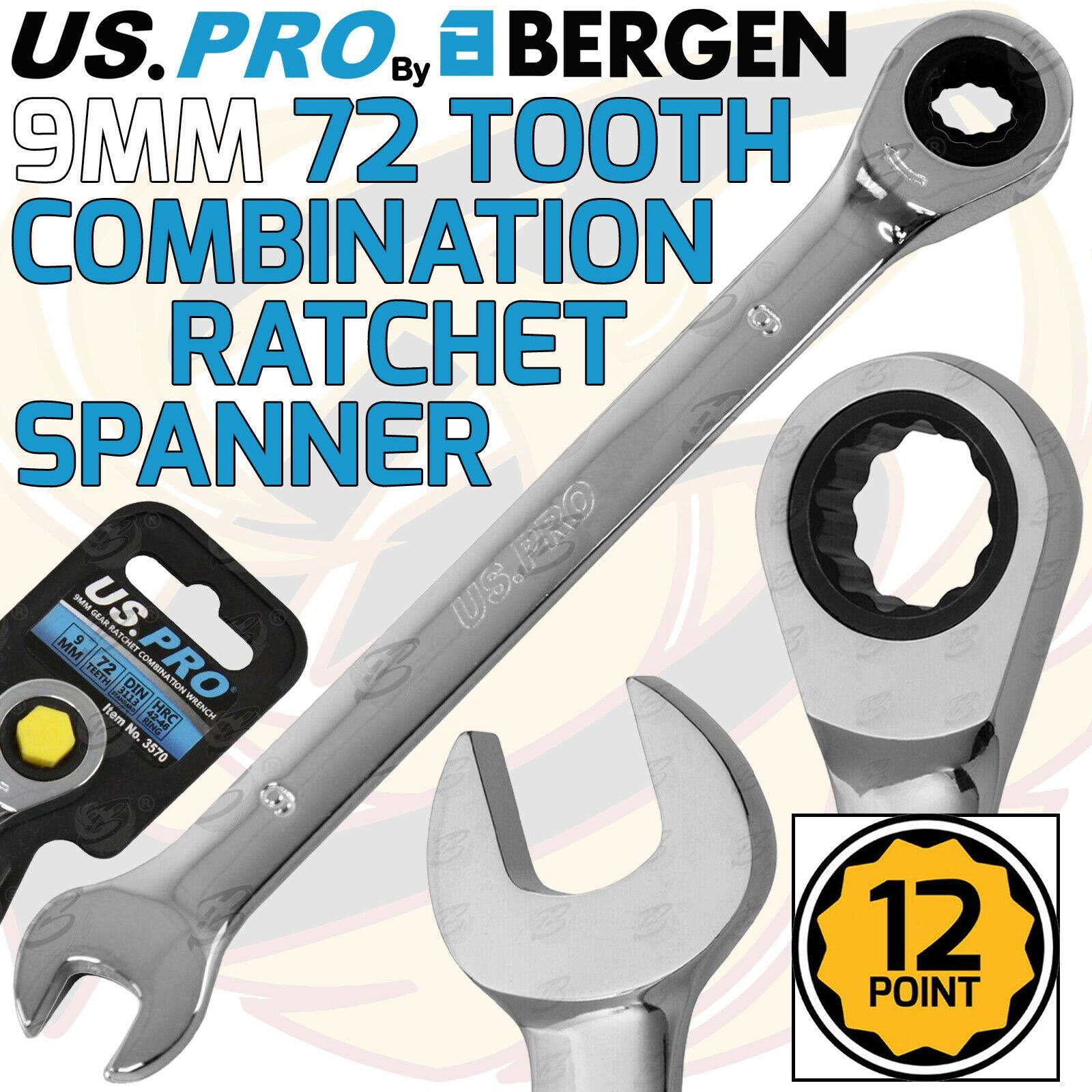 US PRO 9MM 72 TOOTH RATCHET SPANNER
