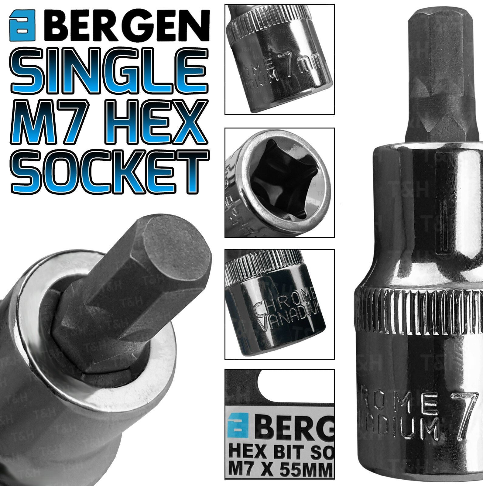 US PRO H7 1/2" DRIVE 55MM LONG HEX BIT SOCKET ( SINGLE )