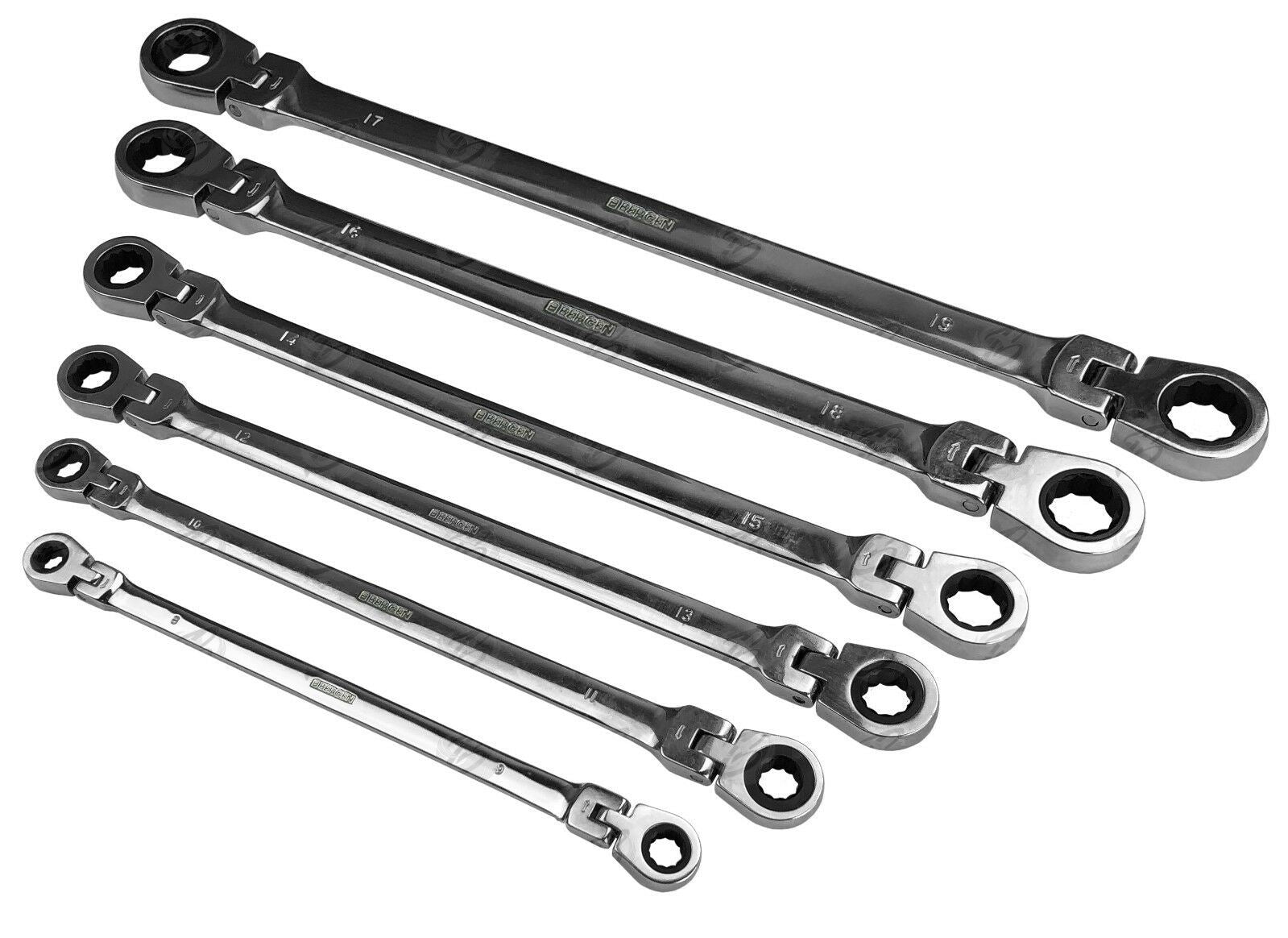 US PRO 10PCS DOUBLE RING EXTRA LONG RATHCET AVIATION SPANNERS 8MM - 19MM