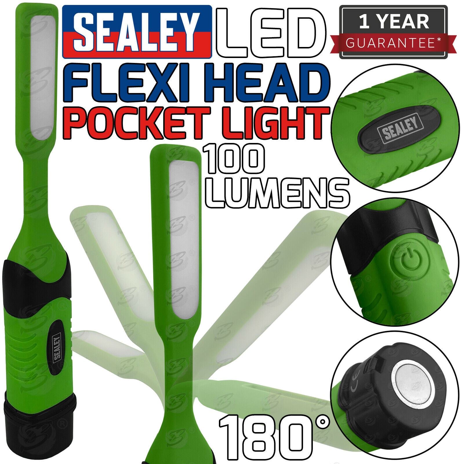 SEALEY SMD LED FLEXIBLE MAGNETIC POCKET INSPECTION TORCH ( GREEN )