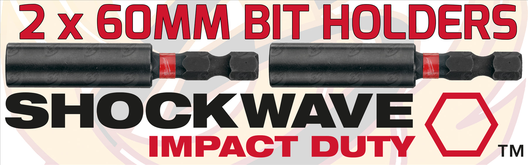 MILWAUKEE 60MM MAGNETIC BIT HOLDER ( SHOCKWAVE IMPACT DUTY ) ( X 2 )