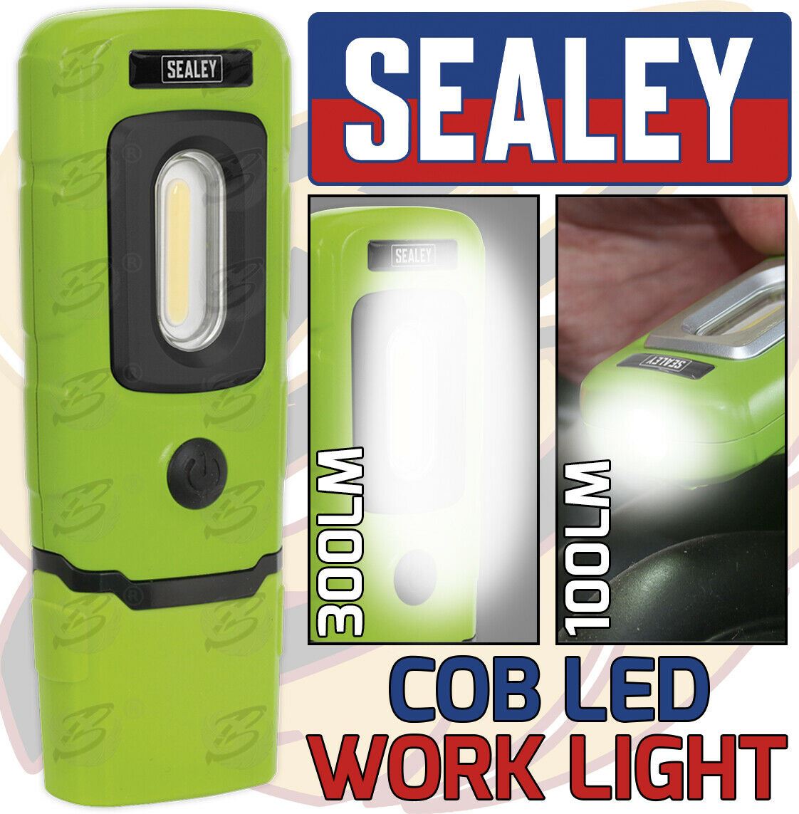SEALEY RECHARGEABLE COB LED LI - ION WORK LIGHT ( GREEN )