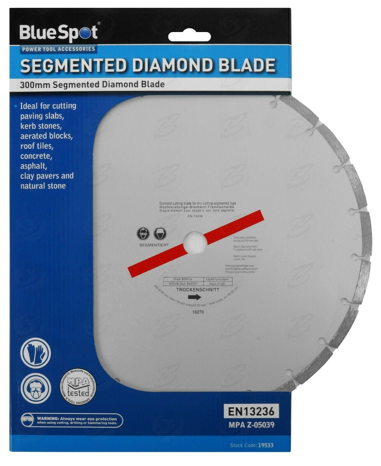 BLUESPOT 12" ( 300MM ) DIAMOND CUTTING DISC ( x 10 )