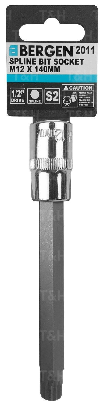 US PRO M12 1/2" DRIVE 140MM LONG SPLINE BIT SOCKET ( SINGLE )