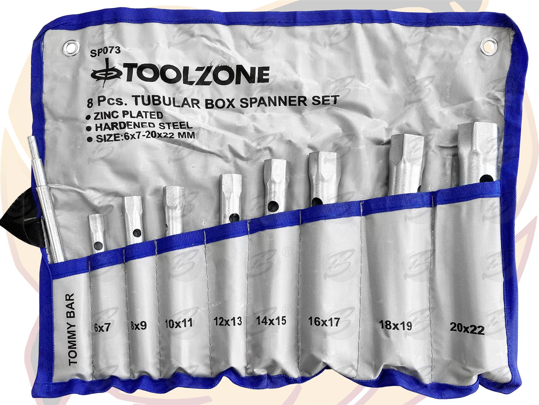 TOOLZONE 8PCS TUBULAR BOX SPANNERS 6MM - 22MM