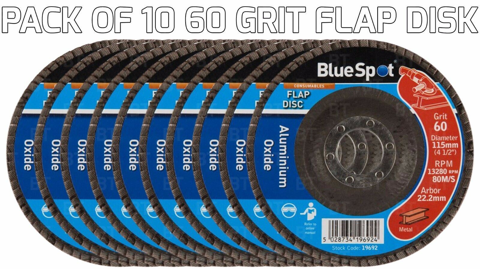 BLUESPOT 10PCS 60 GRIT 115MM ANGLE GRINDER FLAP DISC