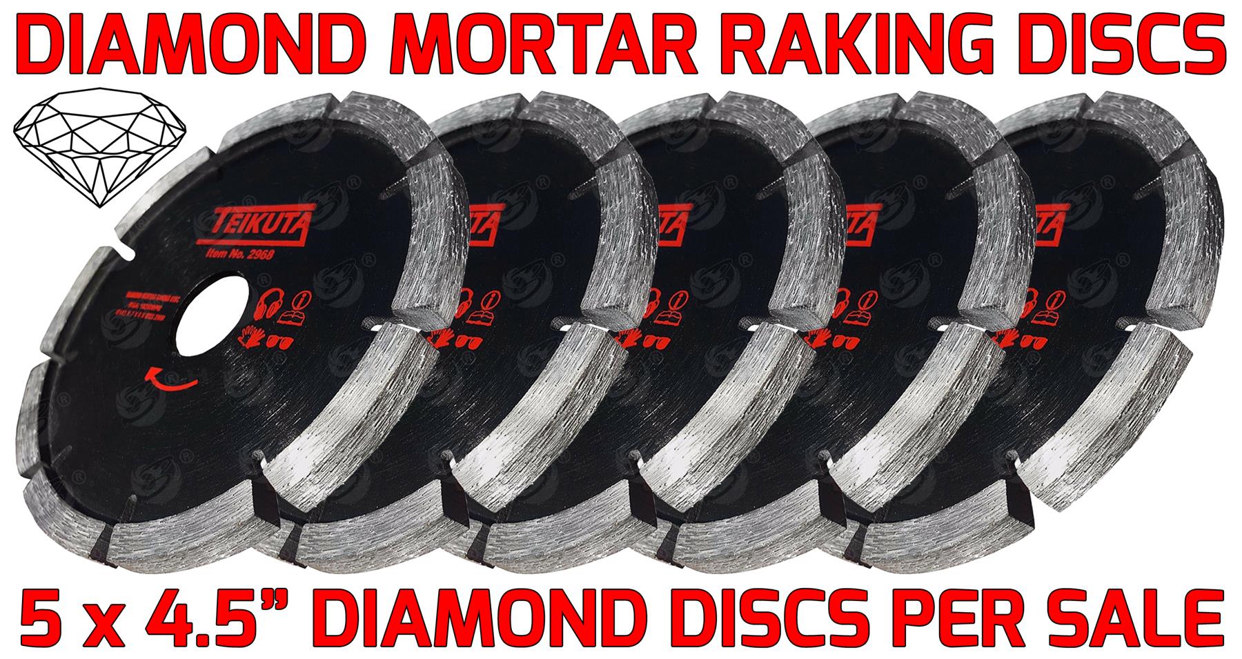 TEIKUTA 4.5" ( 115MM ) DIAMOND MORTAR RAKING DISC ( X 5 )