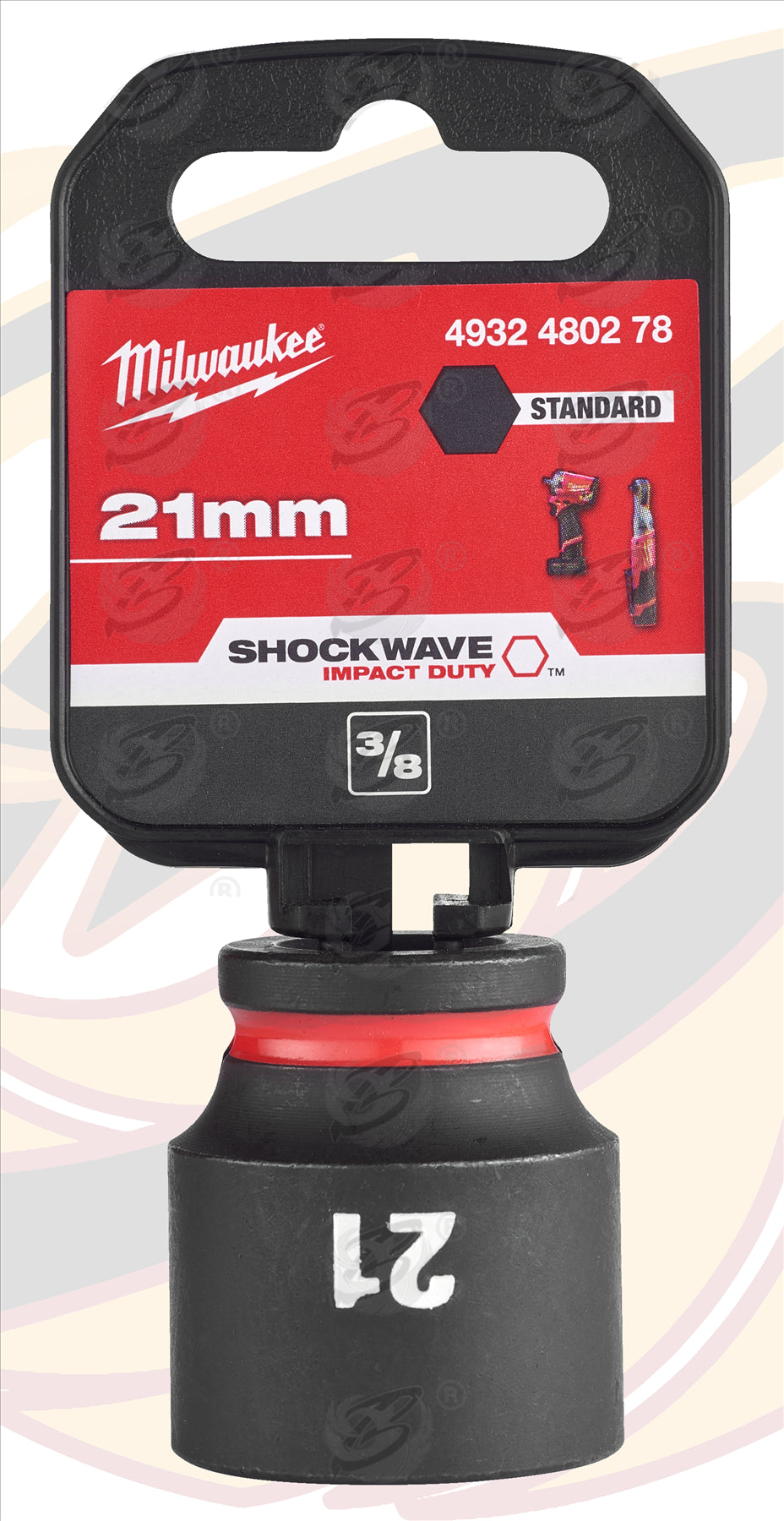 MILWAUKEE 21MM 3/8" DRIVE 6 POINT SHALLOW IMPACT SOCKET ( SINGLE )