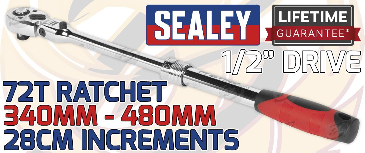 SEALEY 1/2" DRIVE 72 TOOTH LOCKING FLEXI HEAD EXTENDABLE RATCHET