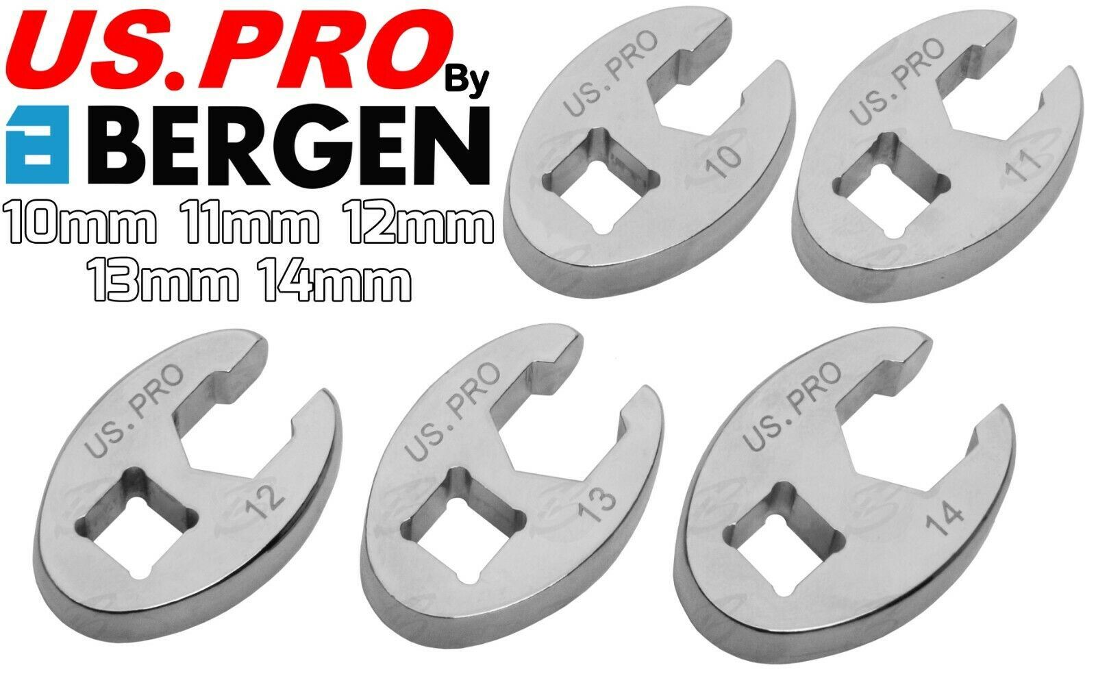 US PRO 3/8" DRIVE CROWS FOOT SPANNERS 10MM - 19MM