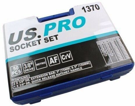 US PRO 50PCS 3/8" DRIVE METRIC & AF SOCKET SET 6MM - 19MM