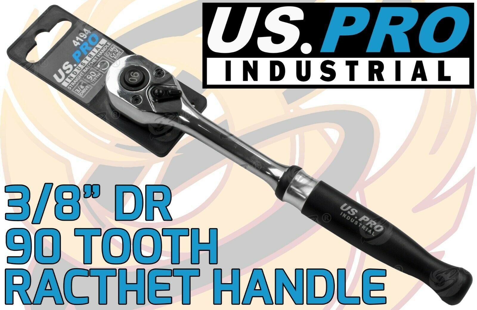 US PRO INDUSTRIAL 3/8" DRIVE 90 TOOTH RATCHET HANDLE