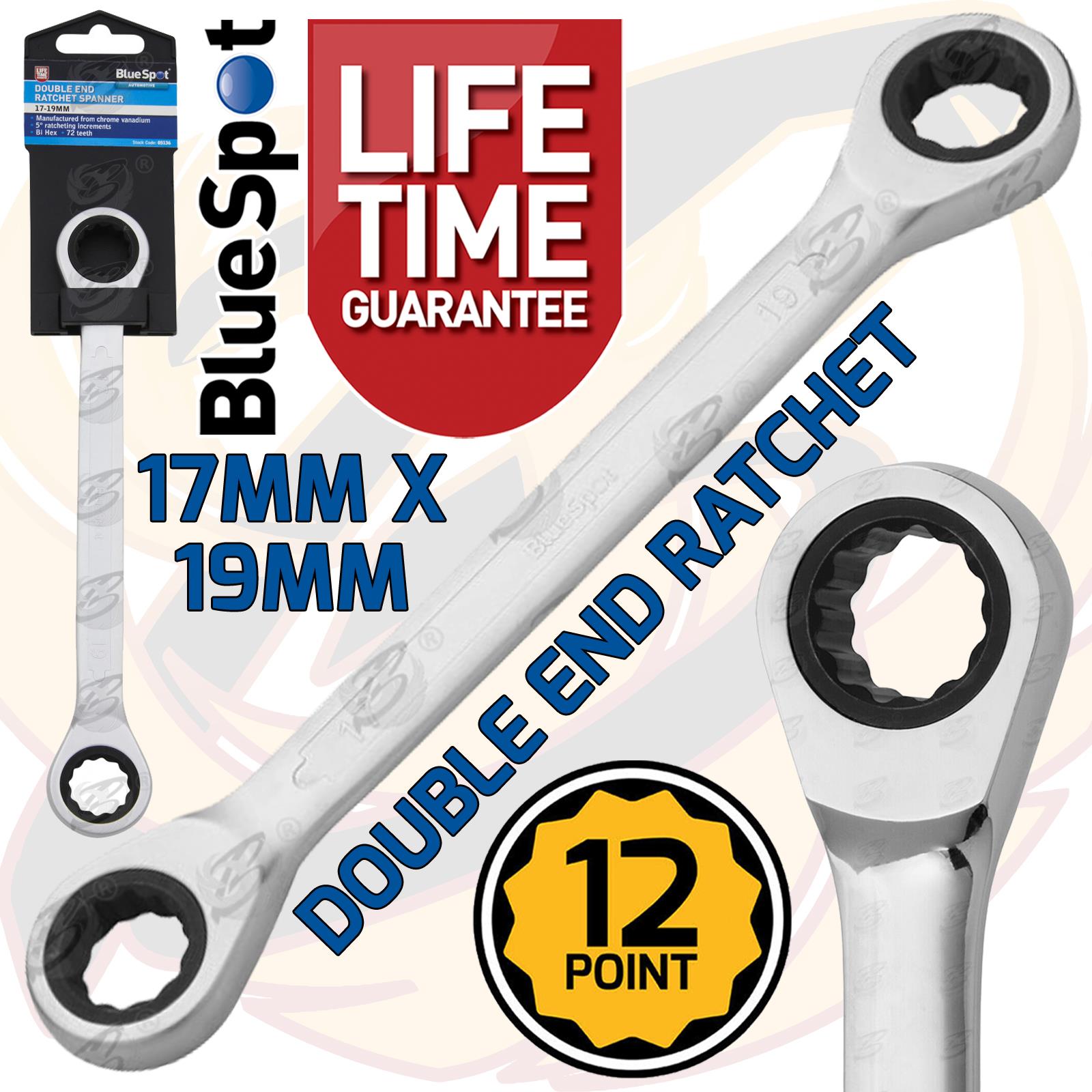 BLUESPOT 17MM x 19MM 72 TOOTH DOUBLE ENDED RATCHET SPANNER