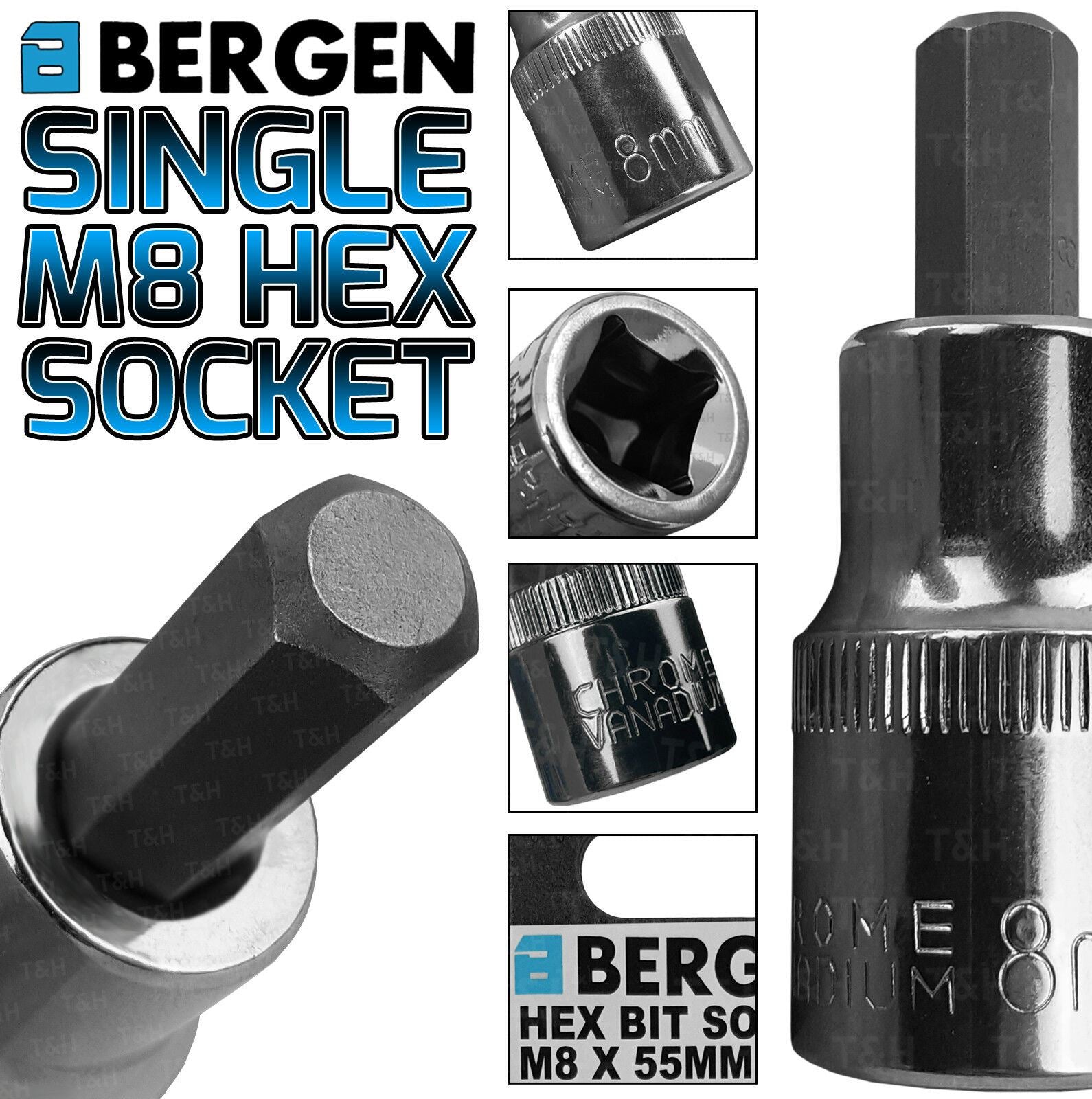 US PRO H8 1/2" DRIVE 55MM LONG HEX BIT SOCKET ( SINGLE )