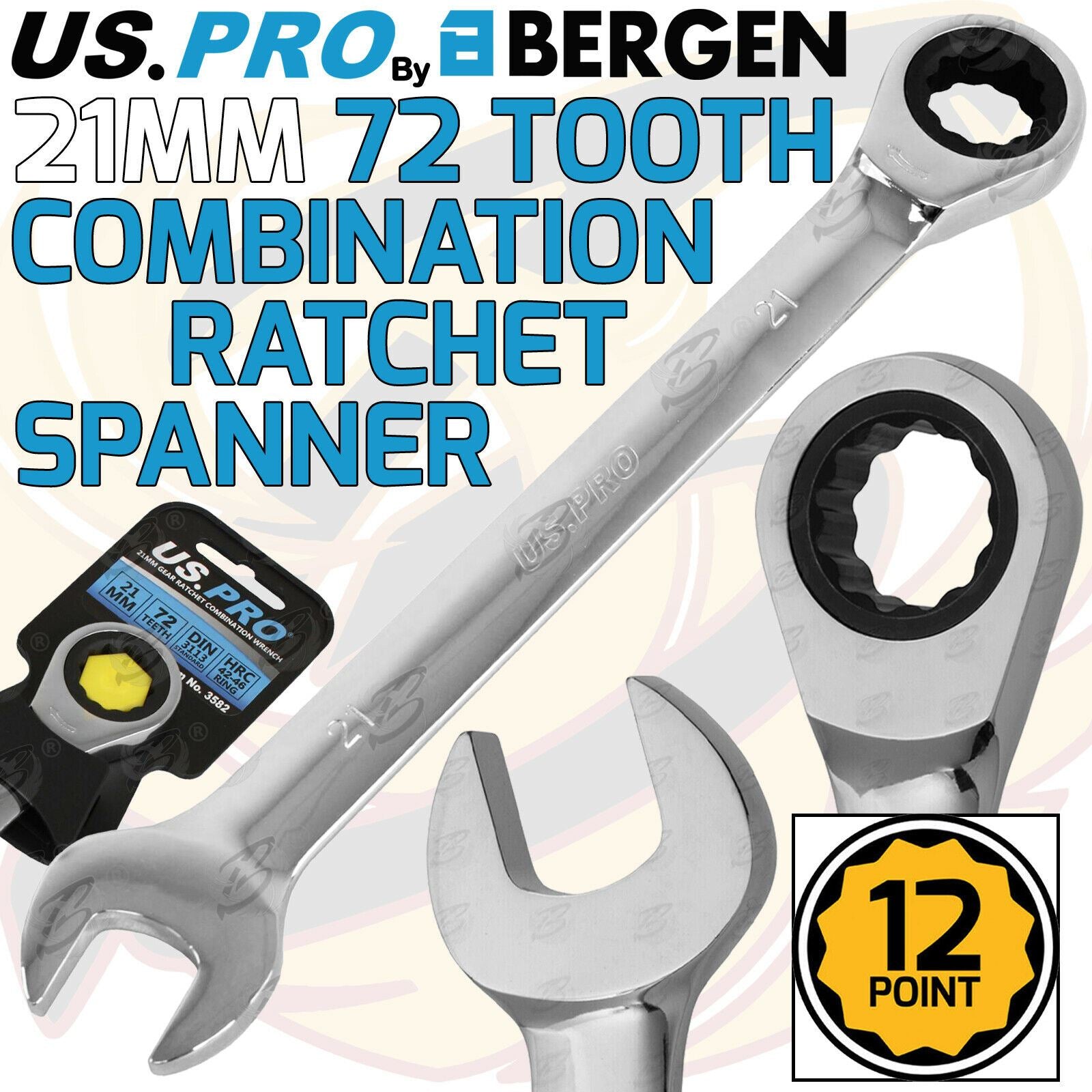 US PRO 21MM 72 TOOTH RATCHET SPANNER