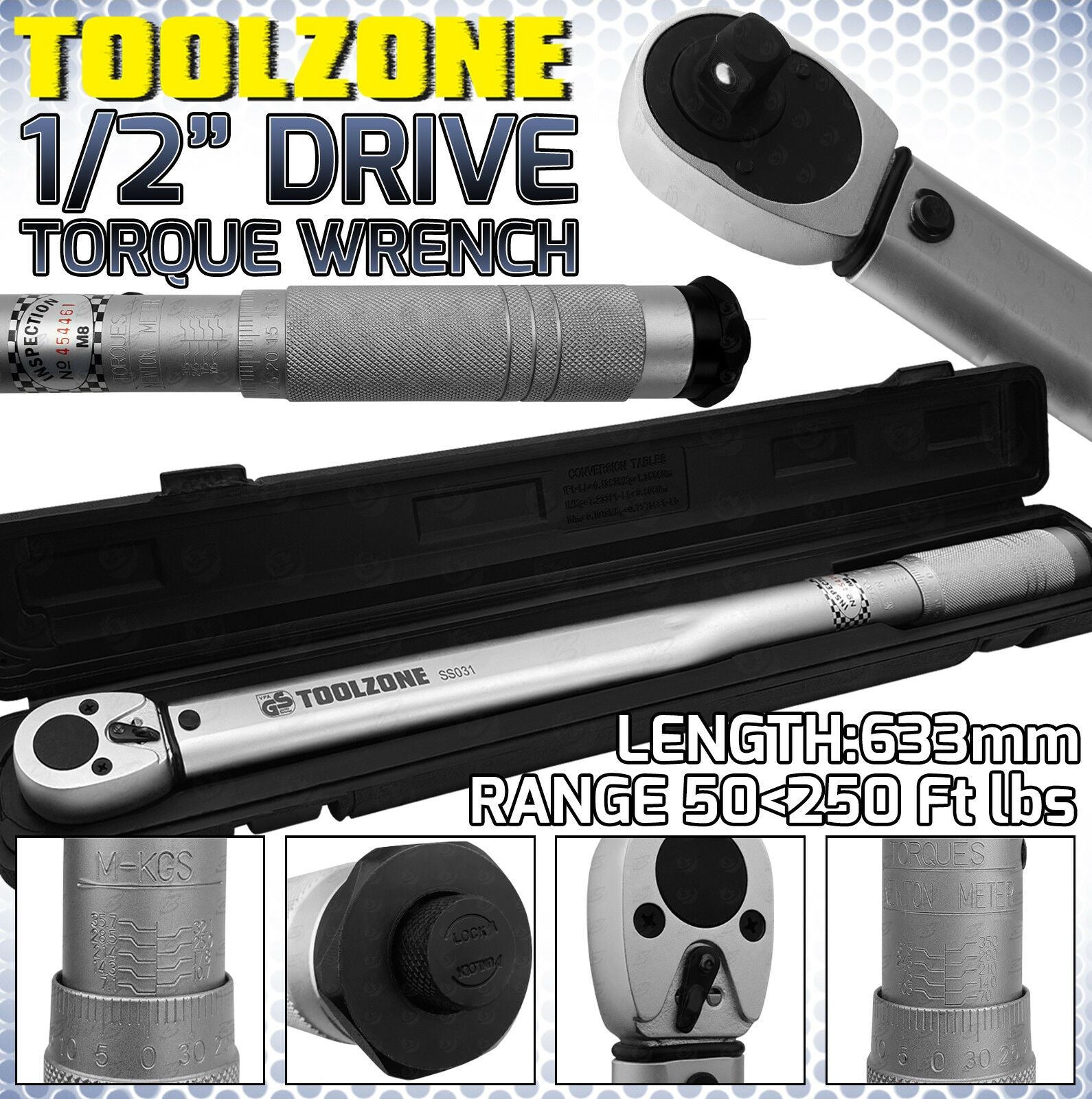 TOOLZONE 1/2" DRIVE CALIBRATED TORQUE WRENCH 70Nm - 350Nm
