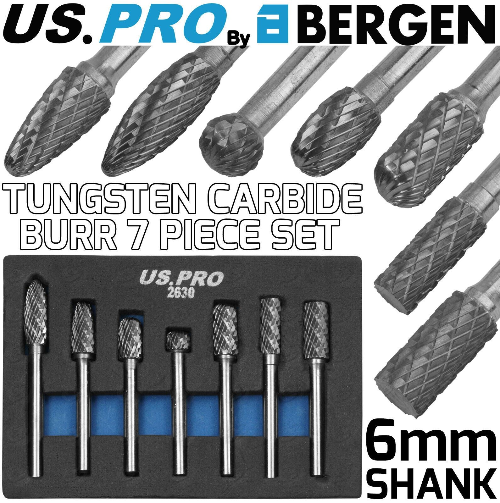 US PRO 7PCS TUNGSTEN CARBIDE BURR SET