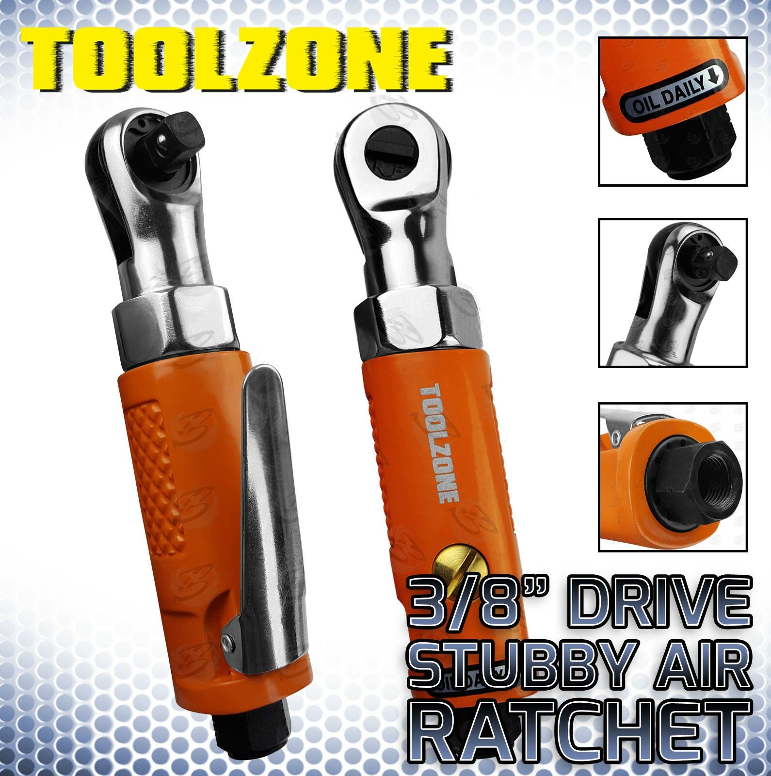 TOOLZONE 3/8" DRIVE STUBBY AIR IMPACT RATCHET WRENCH