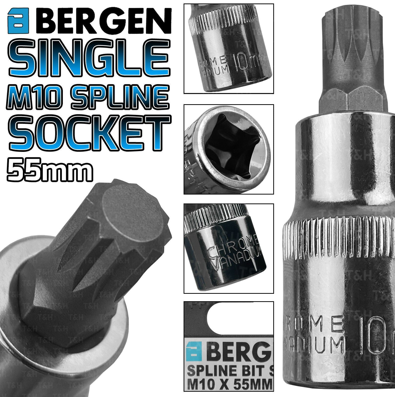 US PRO M10 1/2" DRIVE 55MM LONG SPLINE BIT SOCKET ( SINGLE )