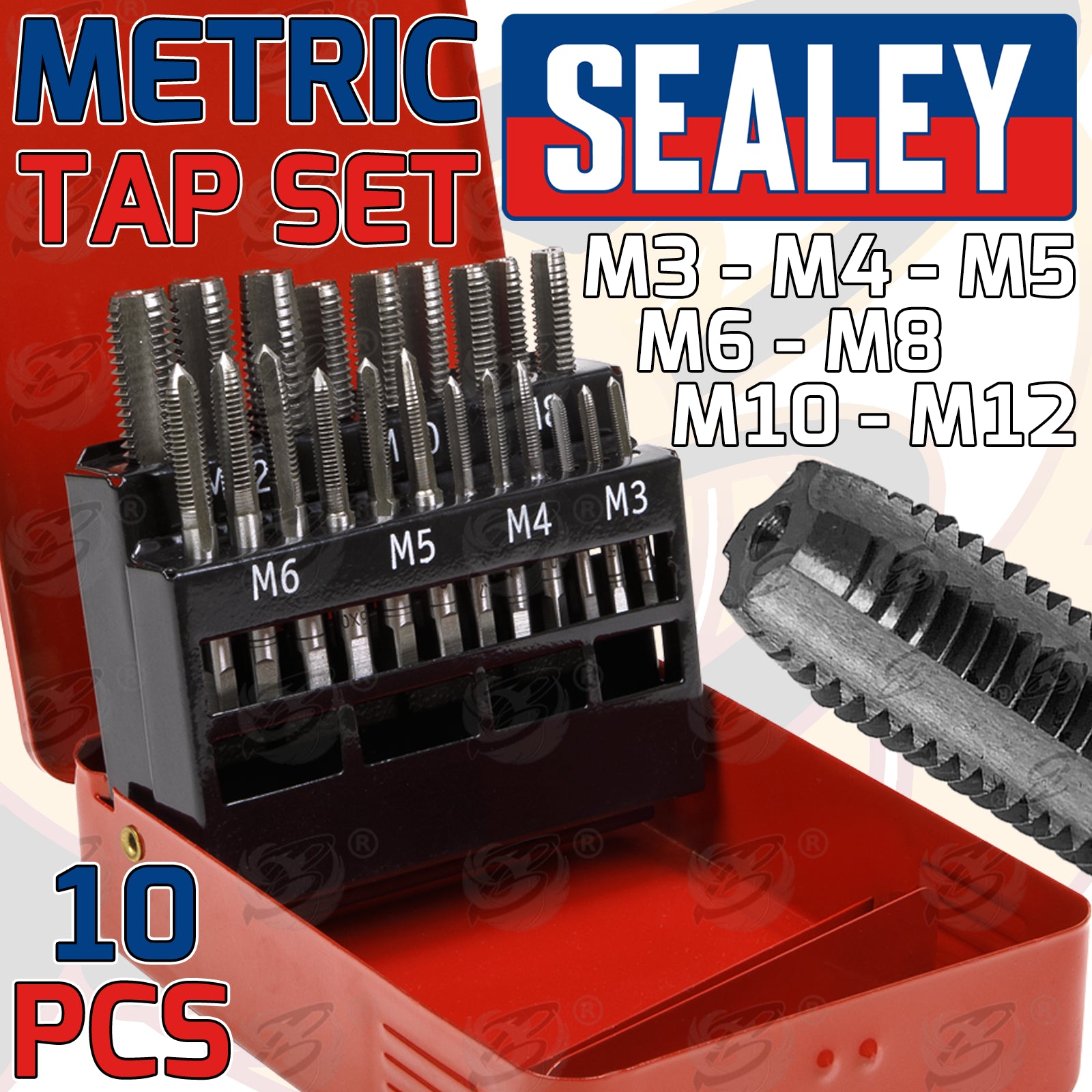 SEALEY 10PCS METRIC TAP SET M3 - M12