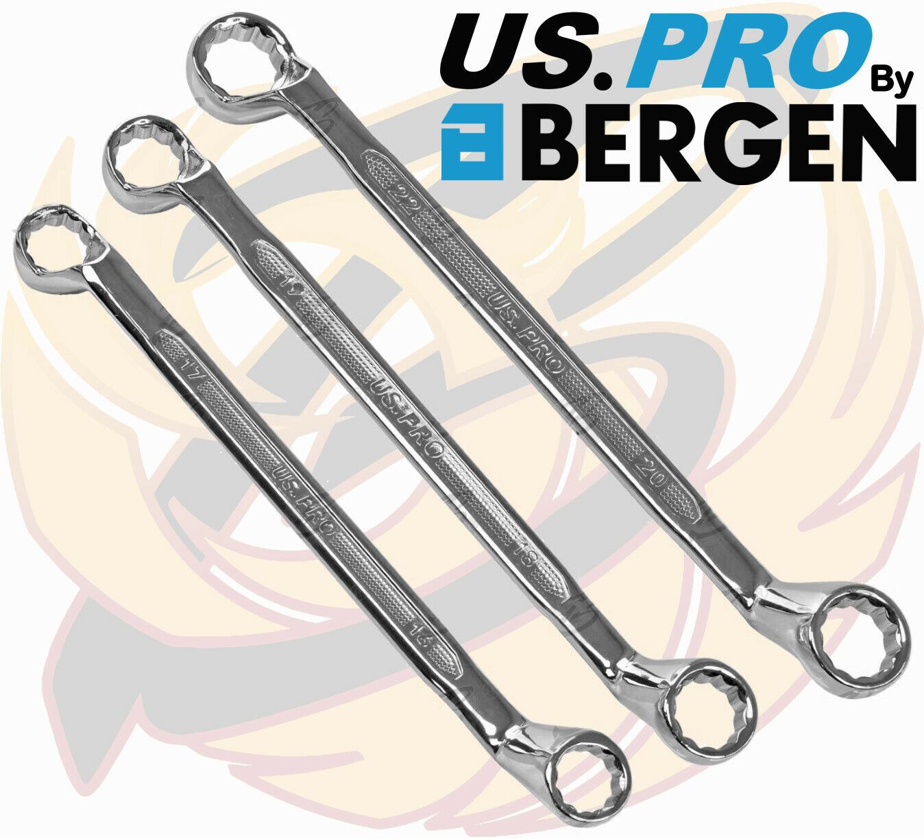 US PRO 8PCS OFFSET DOUBLE RING 12 POINT SPANNER 6MM - 22MM
