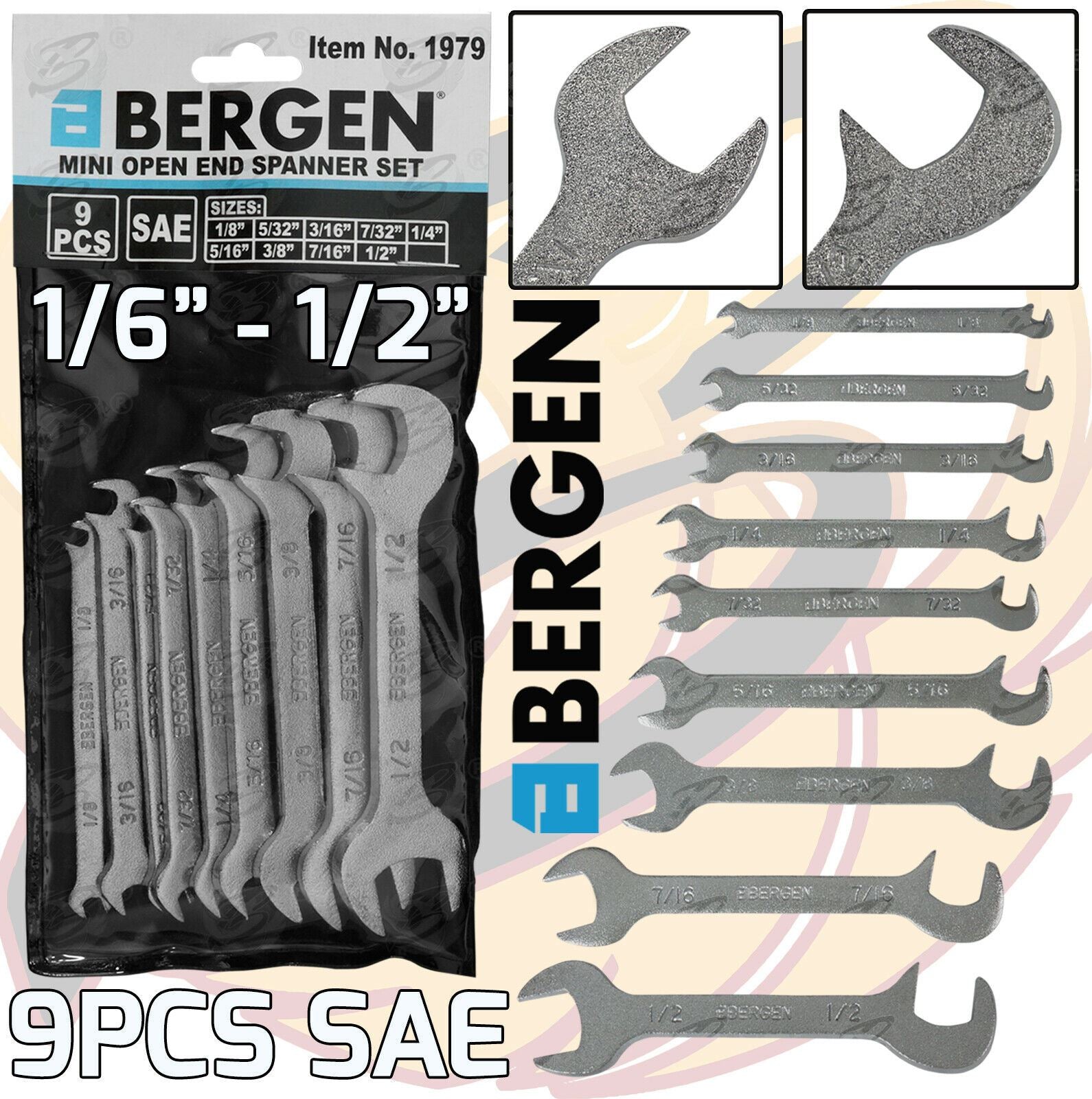 US PRO 9PCS OPEN END MINI AF SPANNERS 1/6" - 1/2"