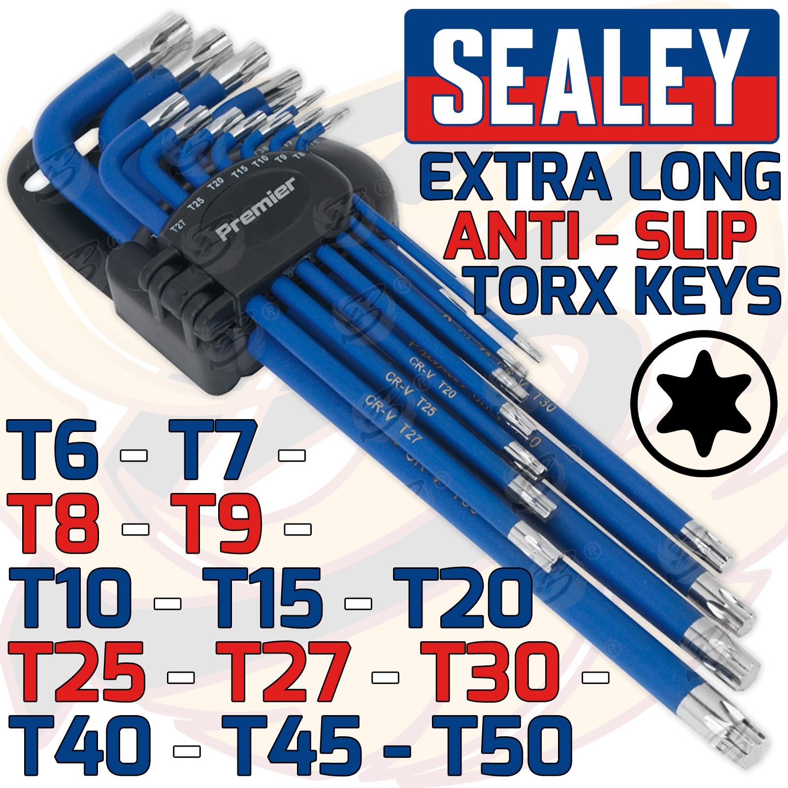 SEALEY 13PCS ANTI SLIP EXTRA LONG TORX KEY SET T6 - T50