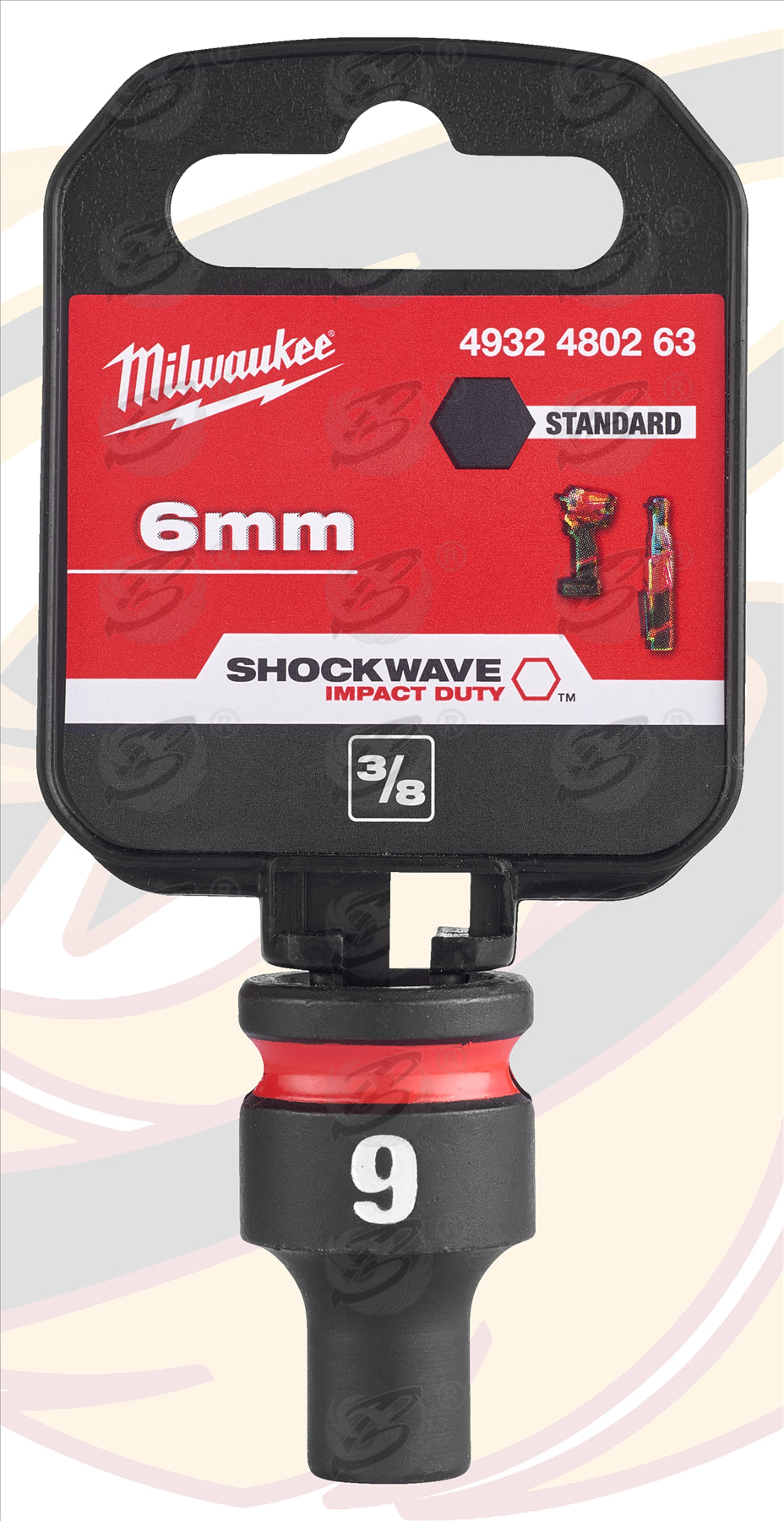 MILWAUKEE 6MM 3/8" DRIVE 6 POINT SHALLOW IMPACT SOCKET ( SINGLE )