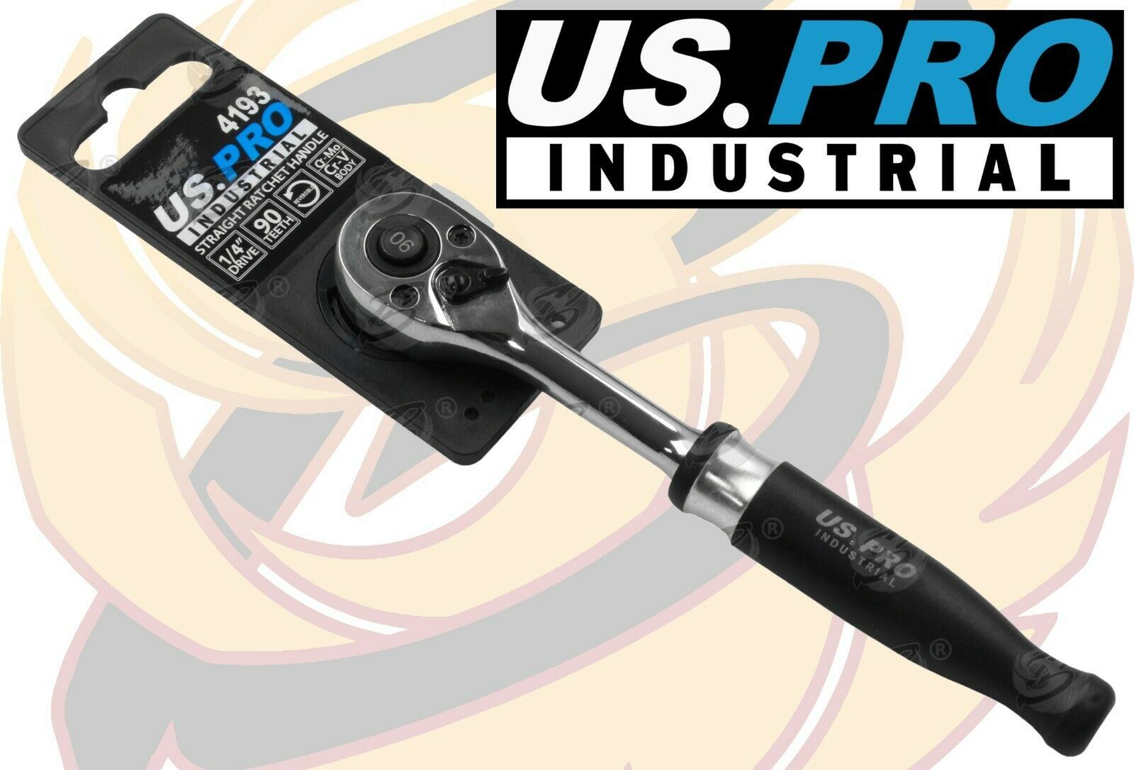 US PRO INDUSTRIAL 1/4" DRIVE 90 TOOTH RATCHET HANDLE
