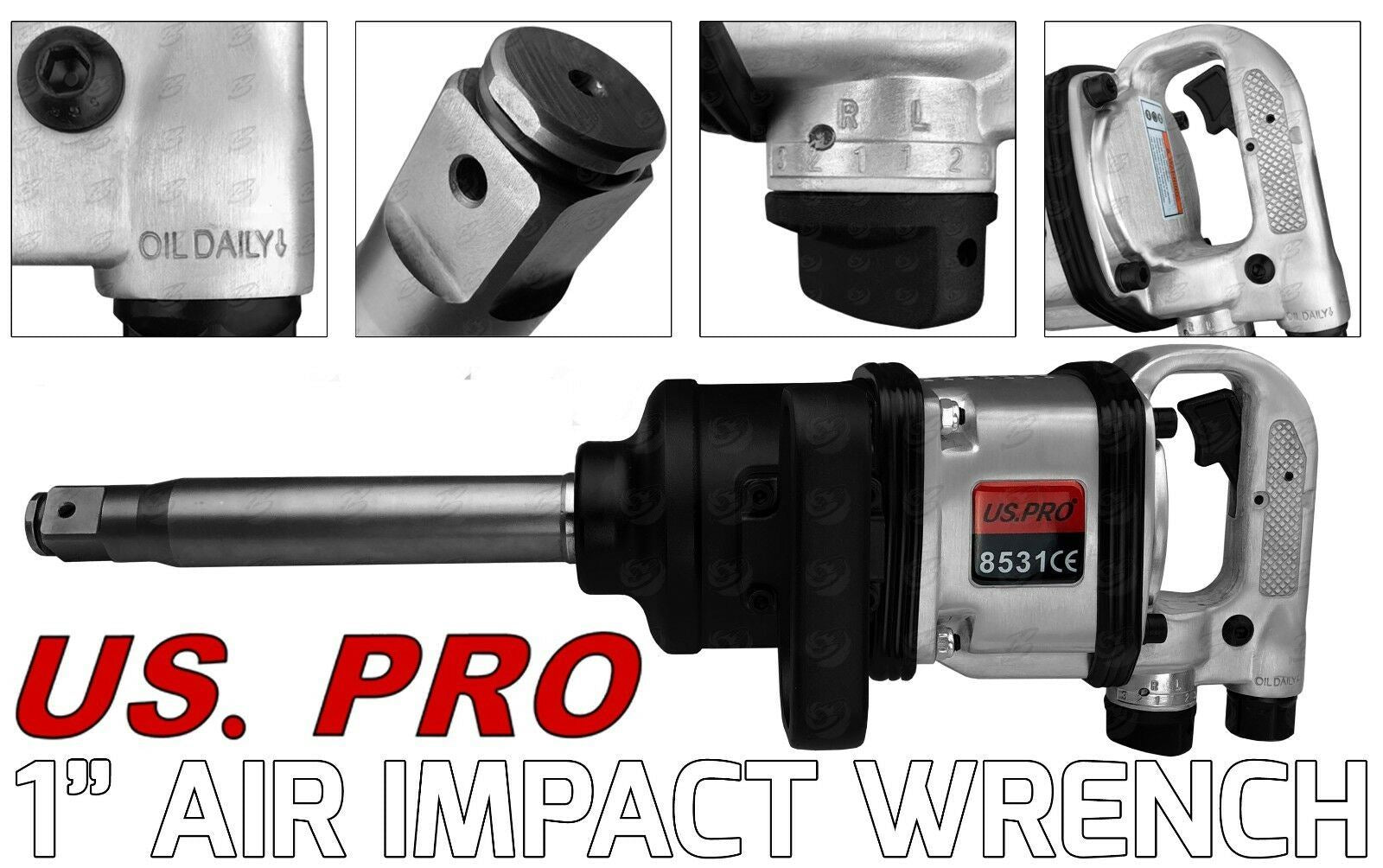 US PRO 1" DRIVE INDUSTRIAL AIR IMPACT WRENCH 2200Nm