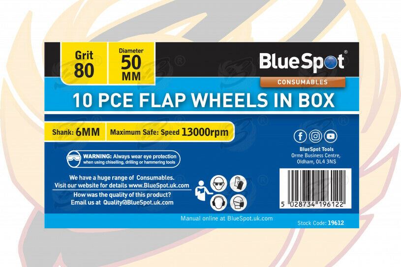 BLUESPOT 10PCS FLAP WHEEL DISCS ( 80 GRIT - 50MM )