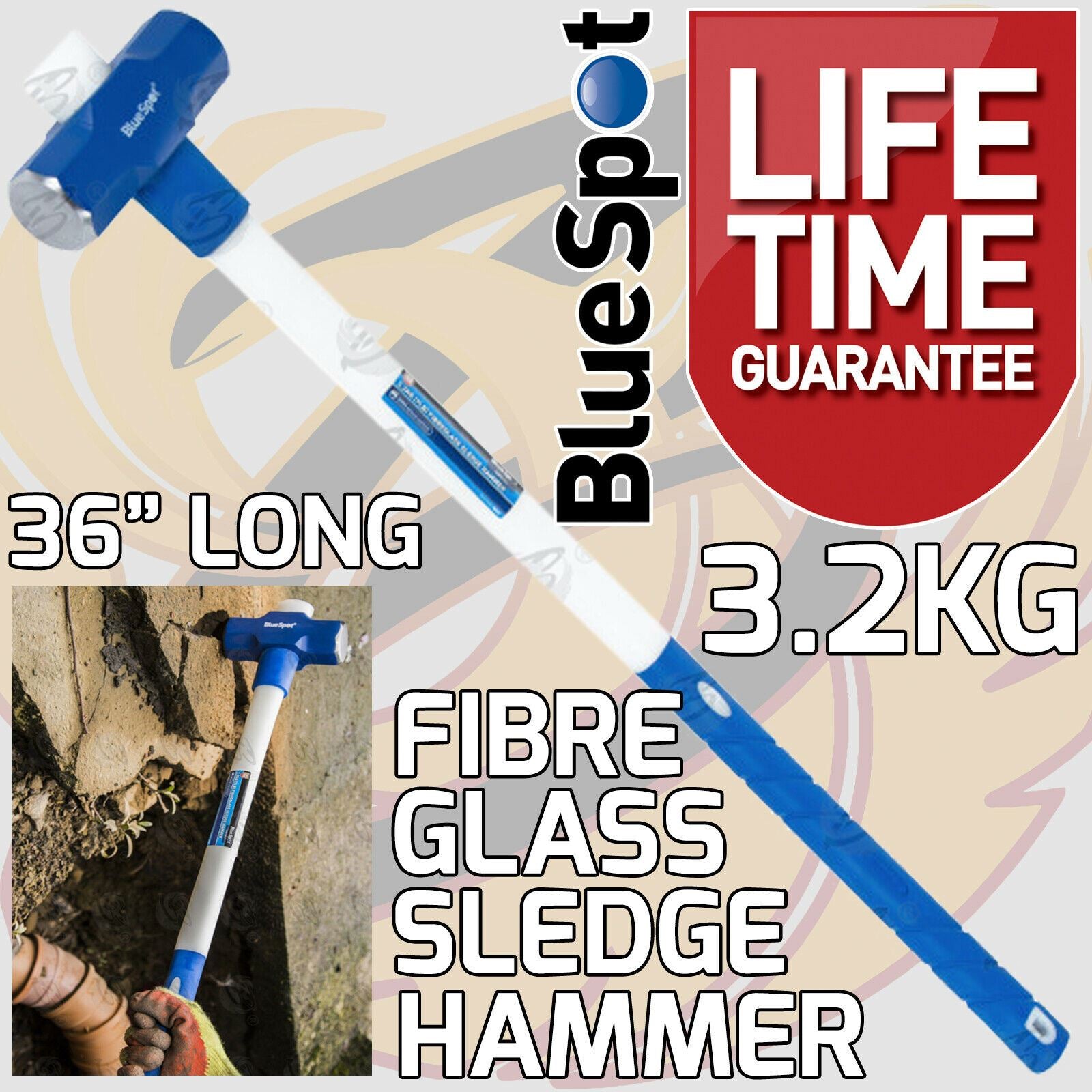 BLUESPOT 3.2KG 36" LONG FIBREGLASS SLEDGE HAMMER