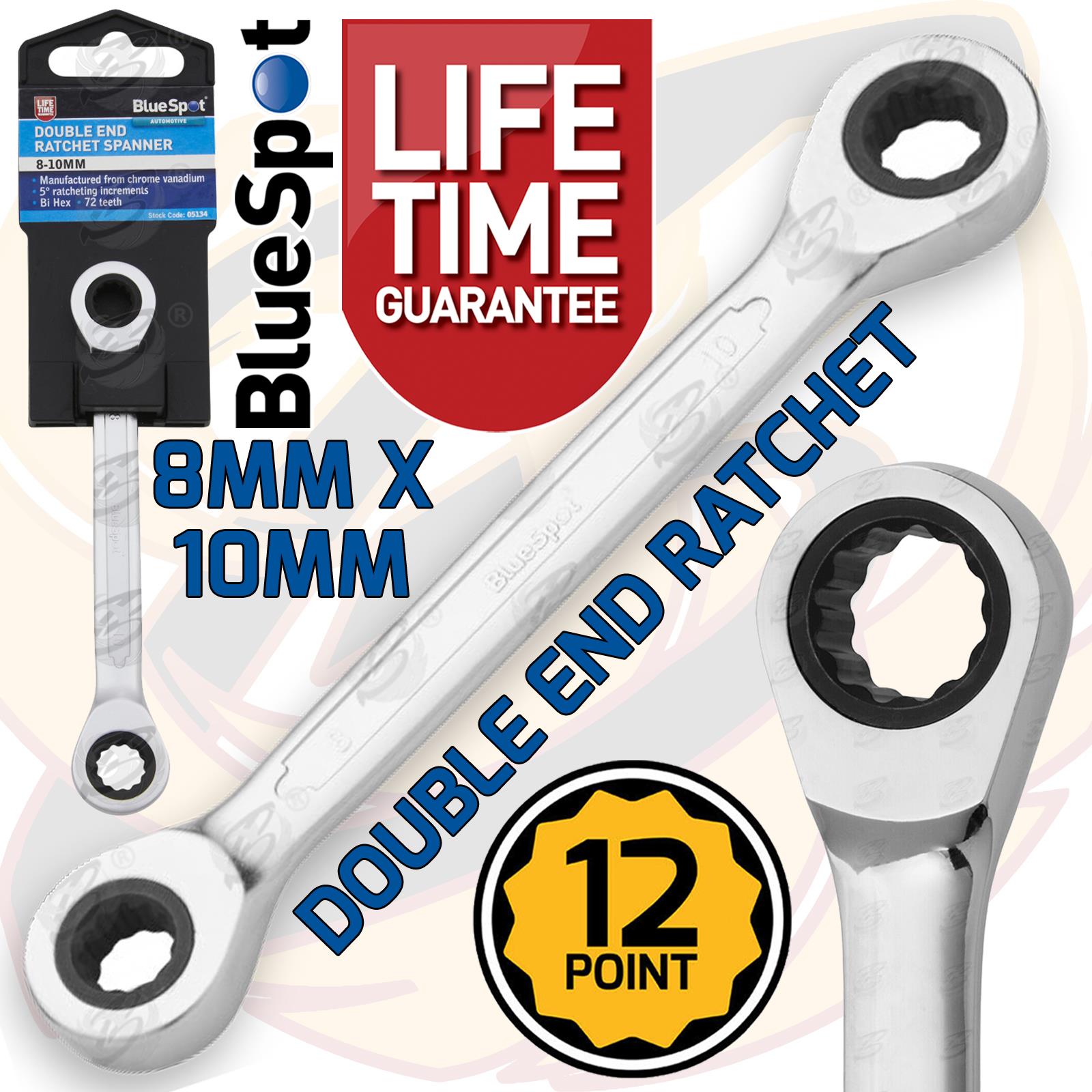 BLUESPOT 8MM x 10MM 72 TOOTH DOUBLE ENDED RATCHET SPANNER