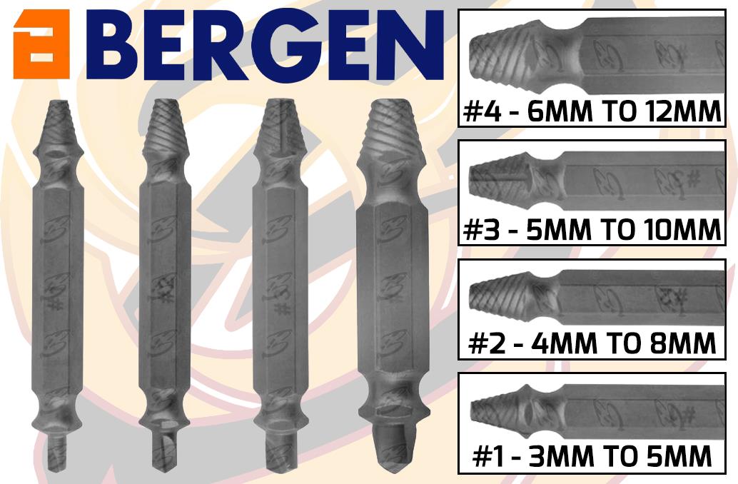 BERGEN 4PCS SCREW EXTRACTOR SET