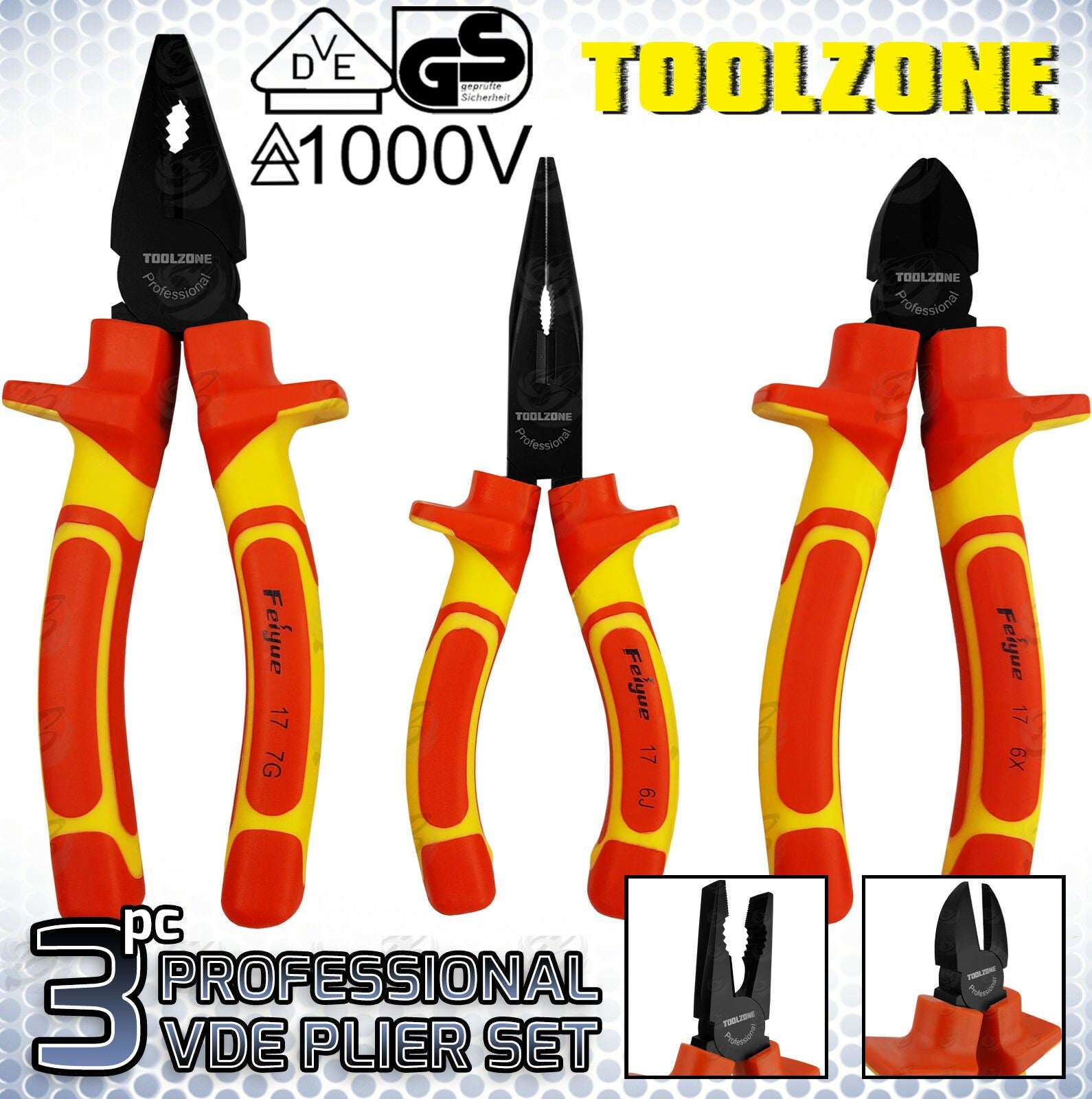 TOOLZONE 3PCS VDE PLIER SET