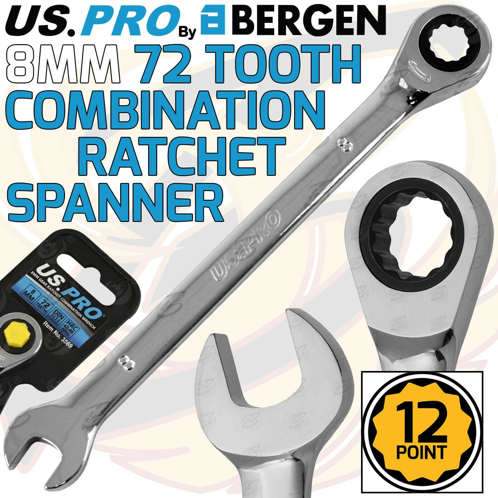US PRO 8MM 72 TOOTH RATCHET SPANNER
