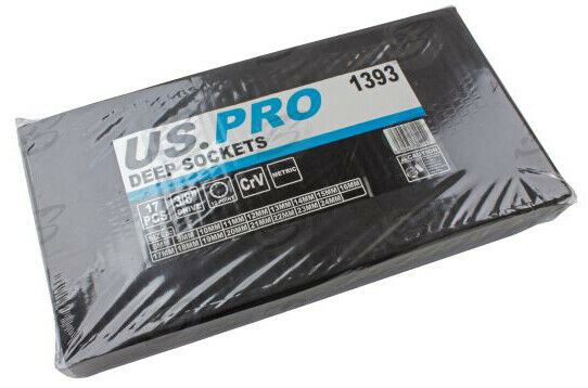 US PRO 17PCS 3/8" DRIVE 12 POINT DEEP SOCKETS 8MM - 24MM