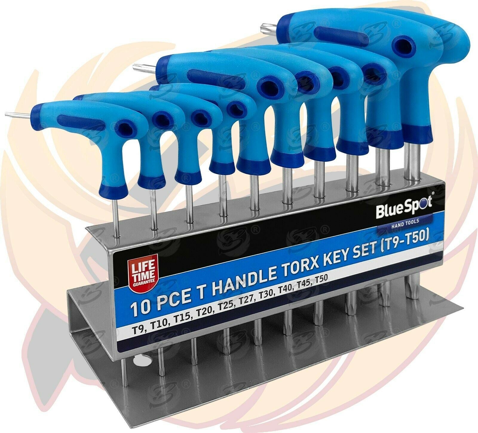 BLUESPOT 10PCS T HANDLE TORX KEY SET T9 - T50