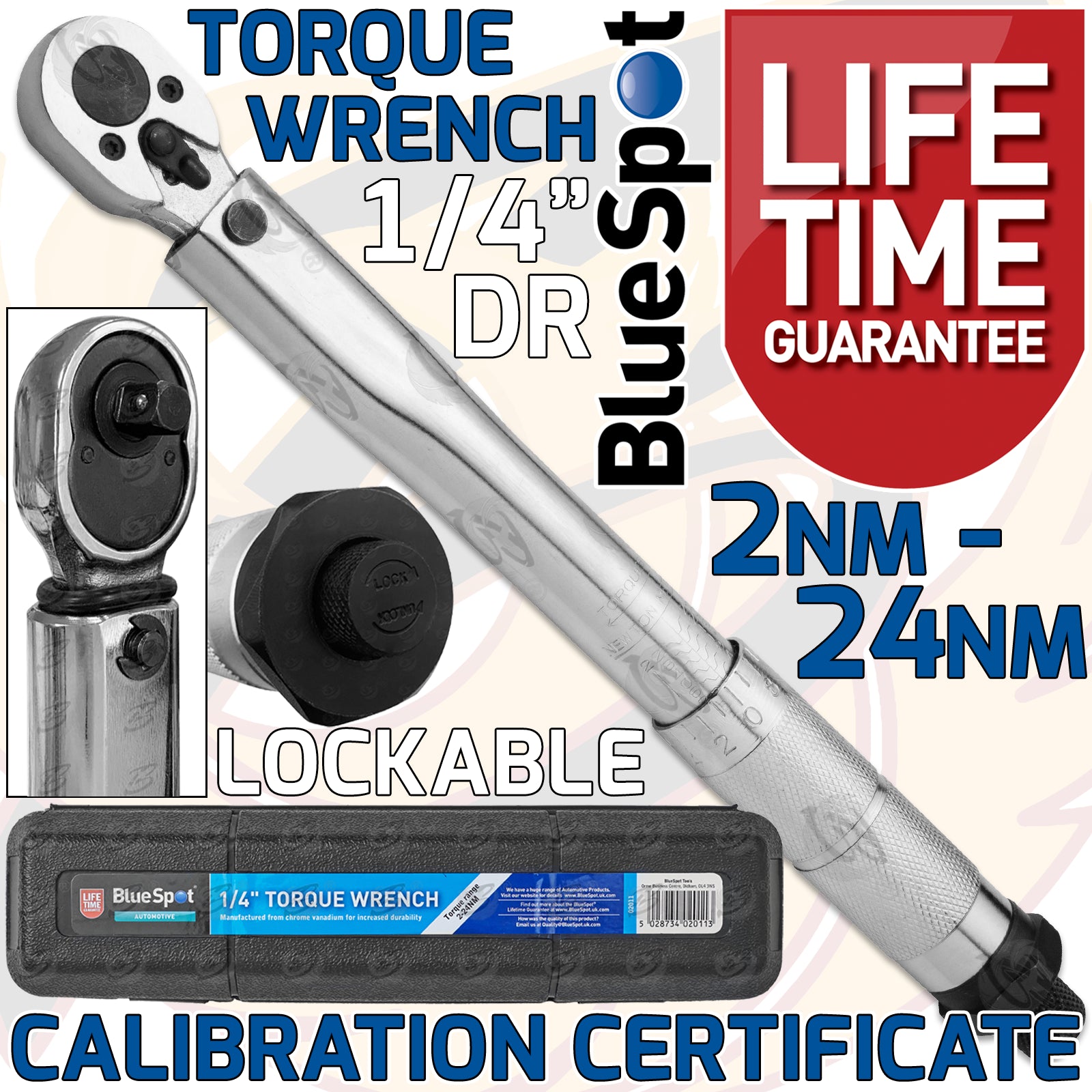 BLUESPOT 1/4" DRIVE CALIBRATED TORQUE WRENCH 2Nm - 24Nm