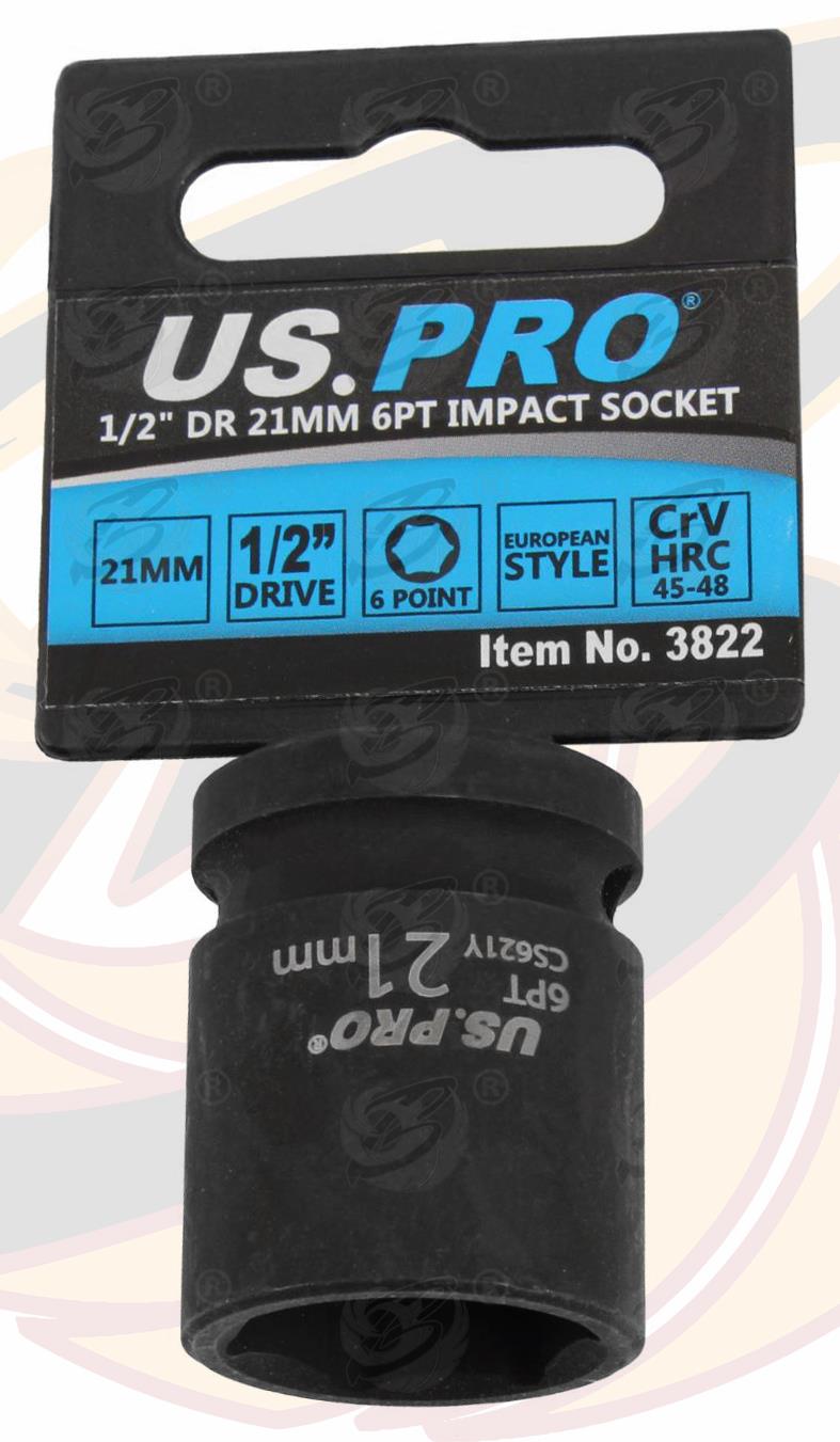 US PRO 21MM 1/2" DRIVE 6 POINT SHALLOW IMPACT SOCKET ( SINGLE )