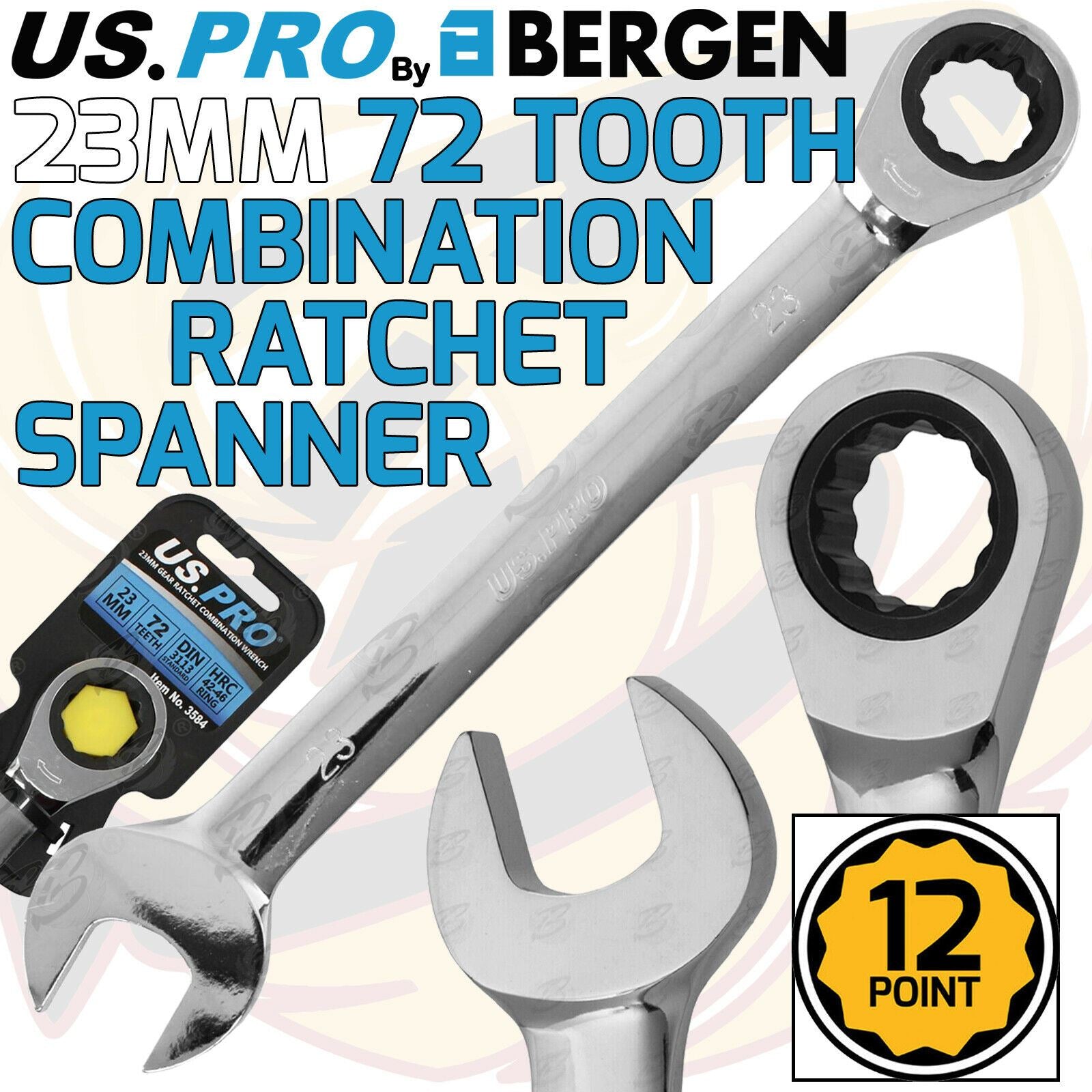 US PRO 23MM 72 TOOTH RATCHET SPANNER