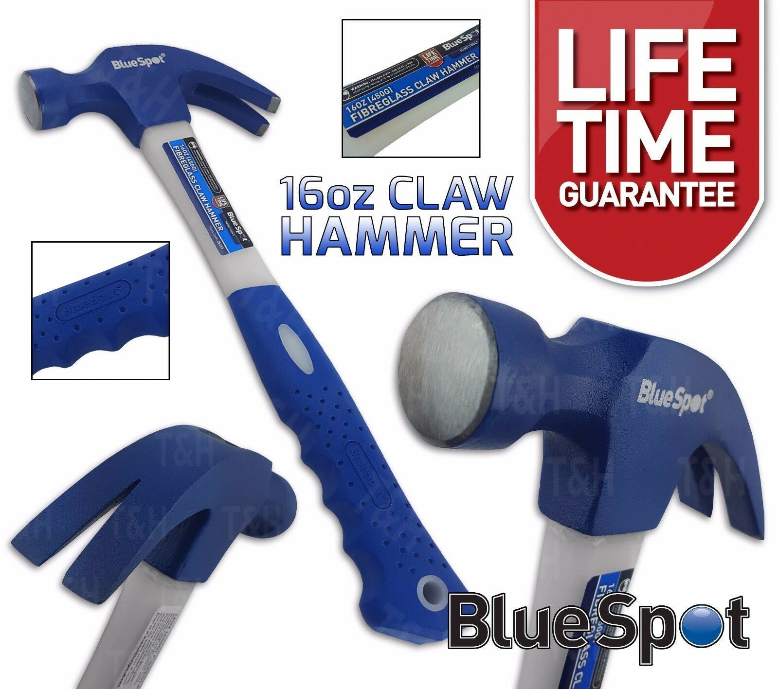 BLUESPOT 16OZ FIBREGLASS CLAW HAMMER