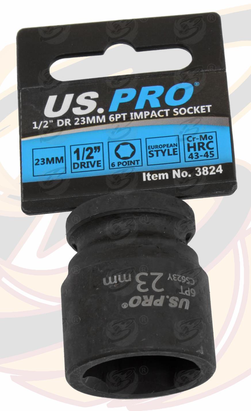 US PRO 23MM 1/2" DRIVE 6 POINT SHALLOW IMPACT SOCKET ( SINGLE )