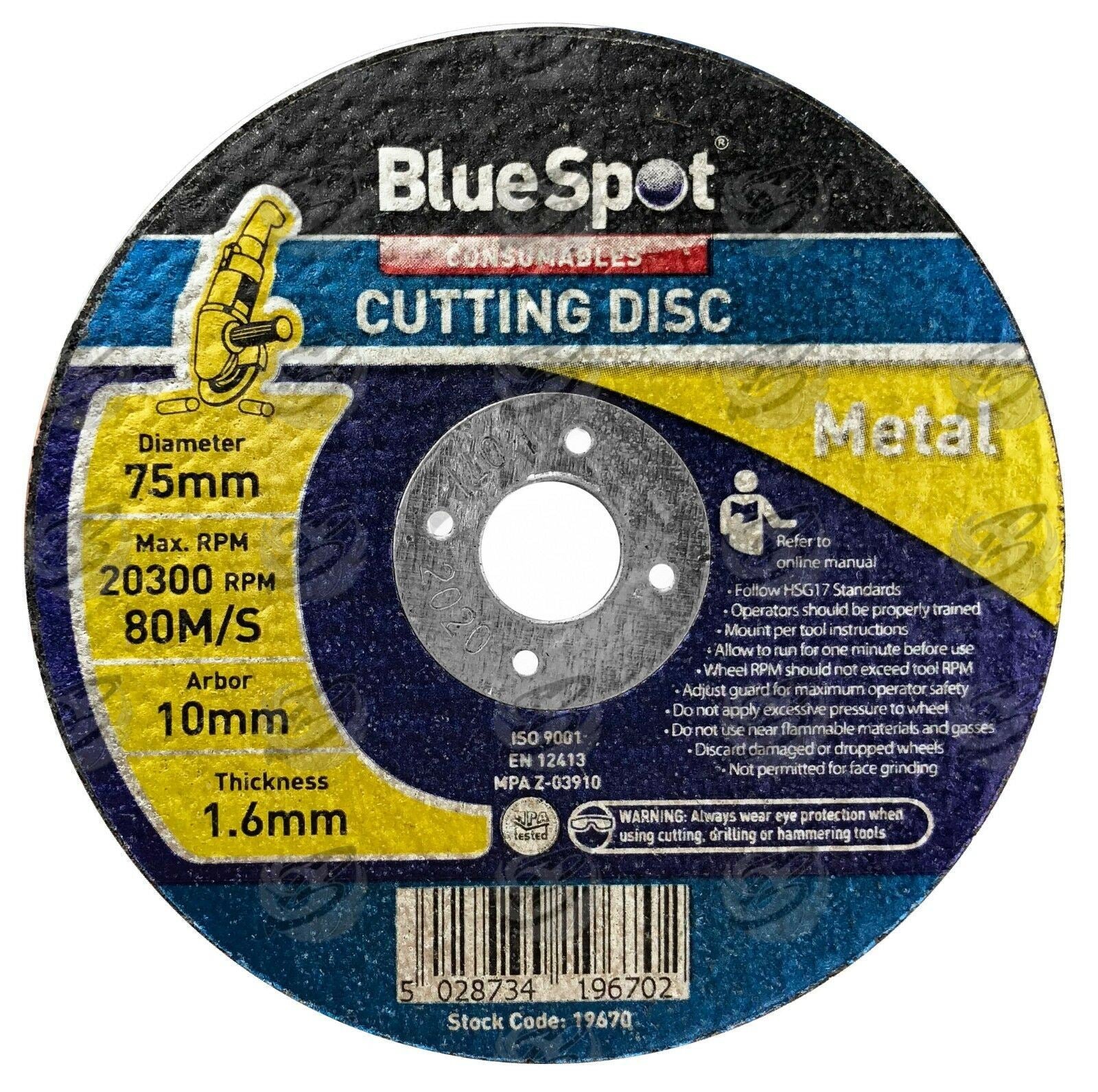 BLUESPOT 3" x 1MM METAL CUTTING BLUESPOT 3" x 1MM METAL CUTTING DISC ( x 10 )
