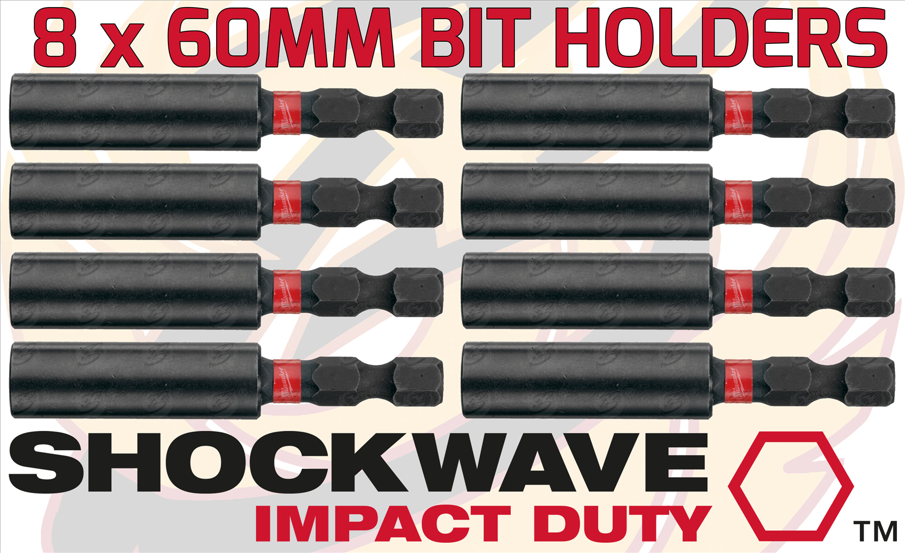 MILWAUKEE 60MM MAGNETIC BIT HOLDER ( SHOCKWAVE IMPACT DUTY ) ( X 8 )