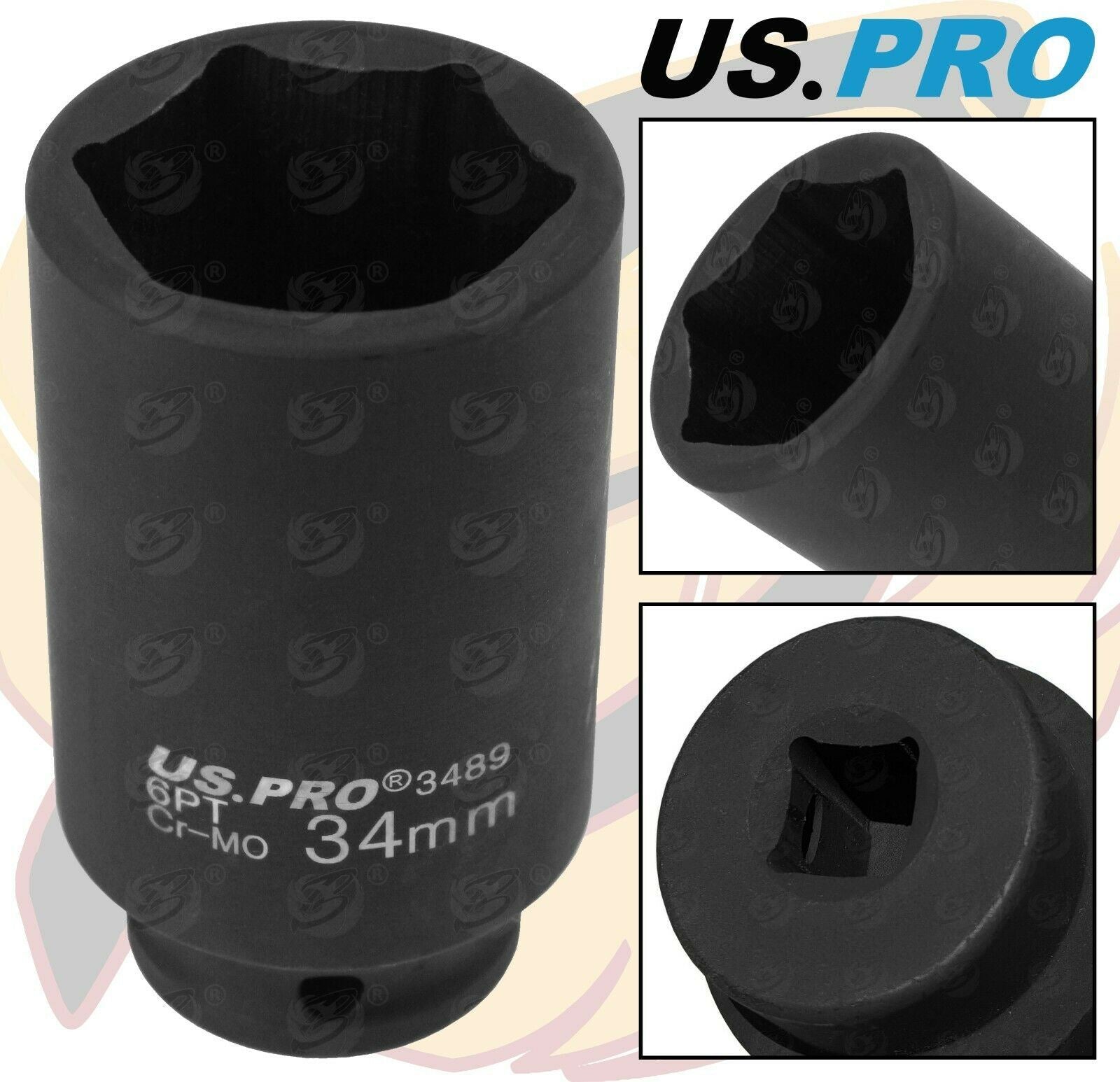 US PRO 34MM 1/2" DRIVE 6 POINT DEEP IMPACT SOCKET ( SINGLE )