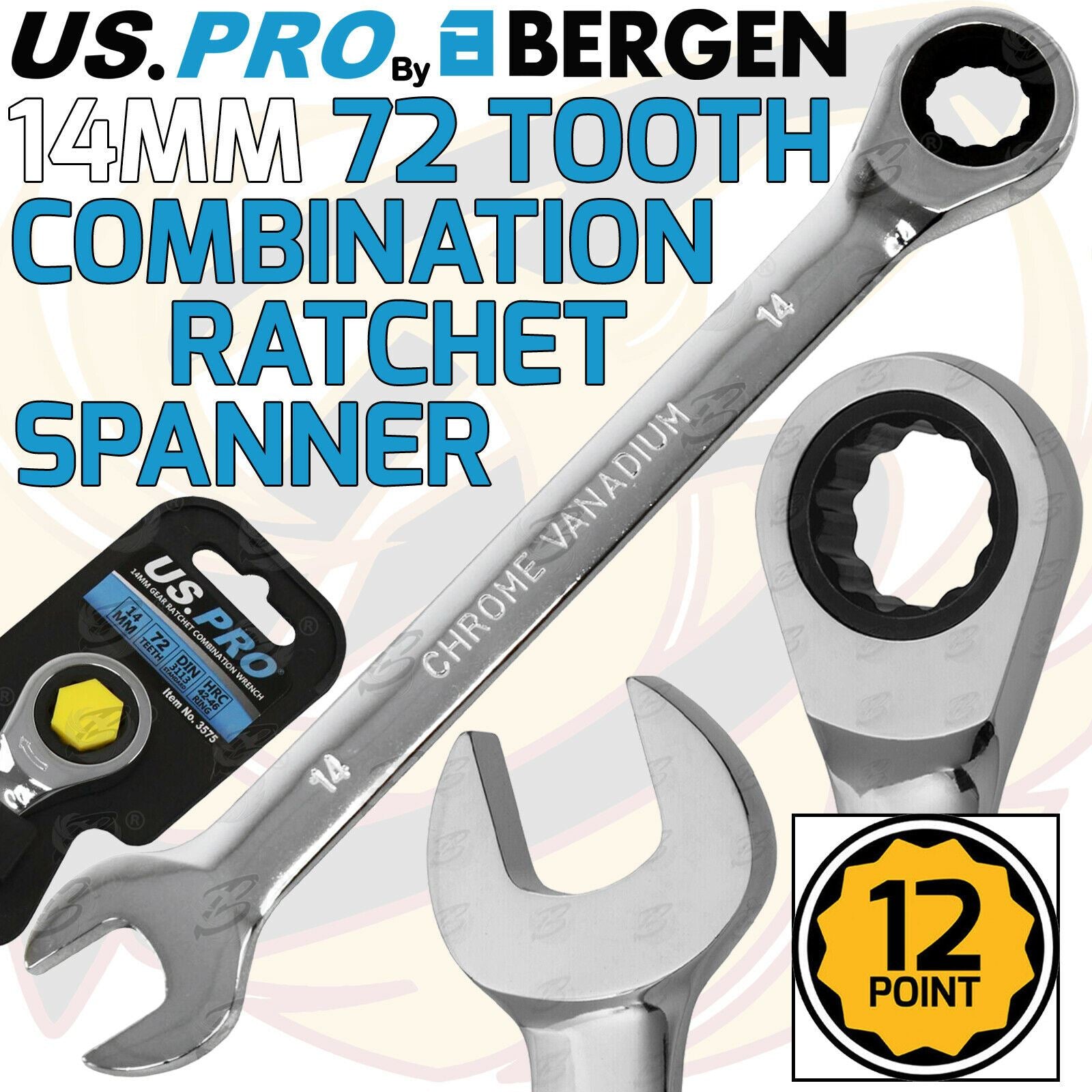 US PRO 14MM 72 TOOTH RATCHET SPANNER